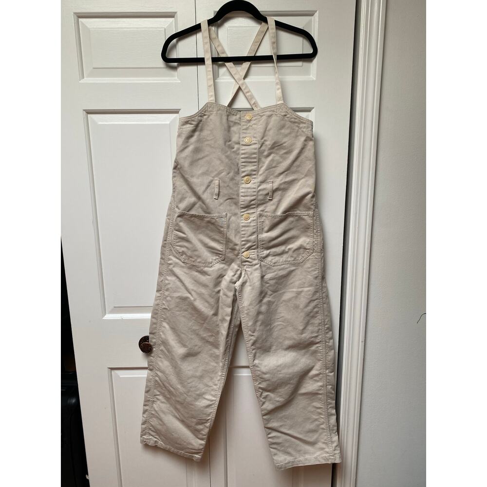 As Ever NYC Cream Cotton Canoe Jumpsuit Overalls Small Tall